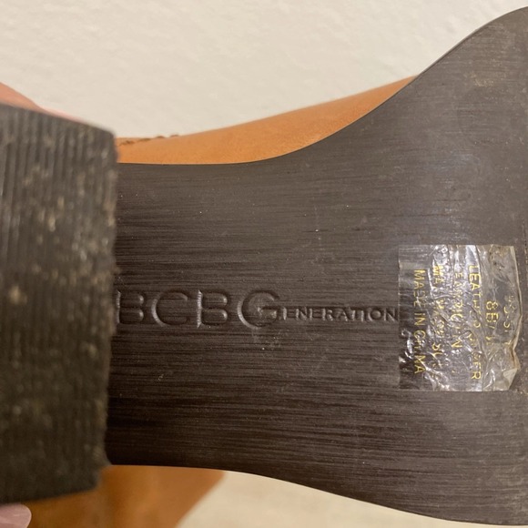 BCBG Boots 8B Camel Brown Leather Pull On Slouch Cowgirl Western BCBGeneration - Picture 5 of 15